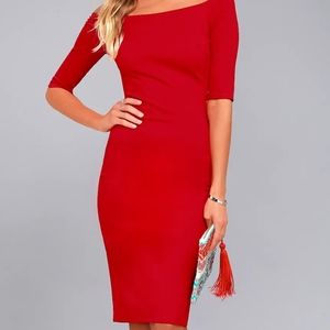Off-the-Shoulder Red Cocktail Dress